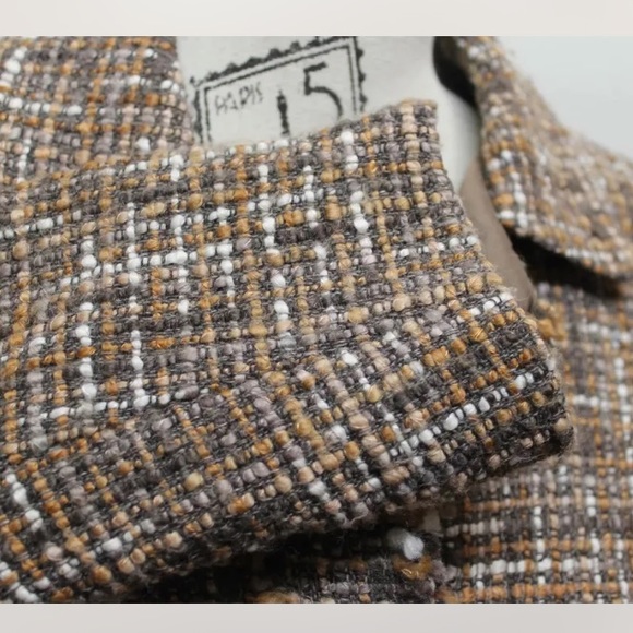 Perry Ellis Tweed Women Brown Blazer Size 8 Wool - Picture 5 of 12